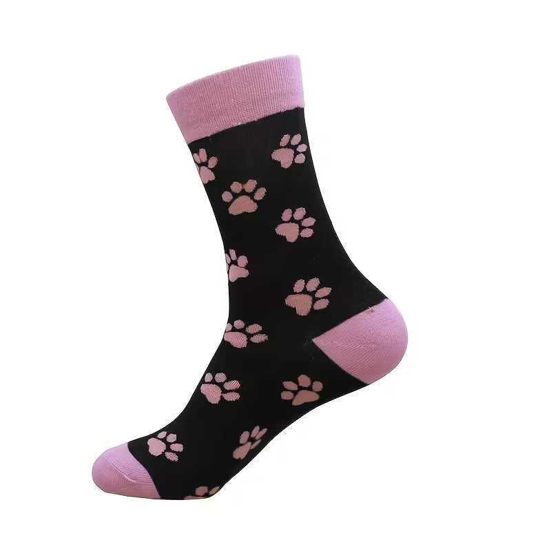 Paw Print Crew Socks
