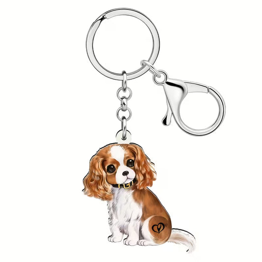 Acrylic Cavalier Puppy Key Chain