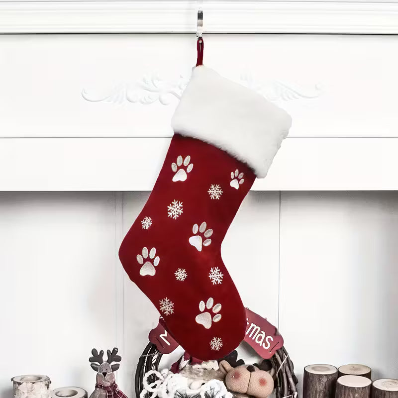 Paw Print Christmas Stocking