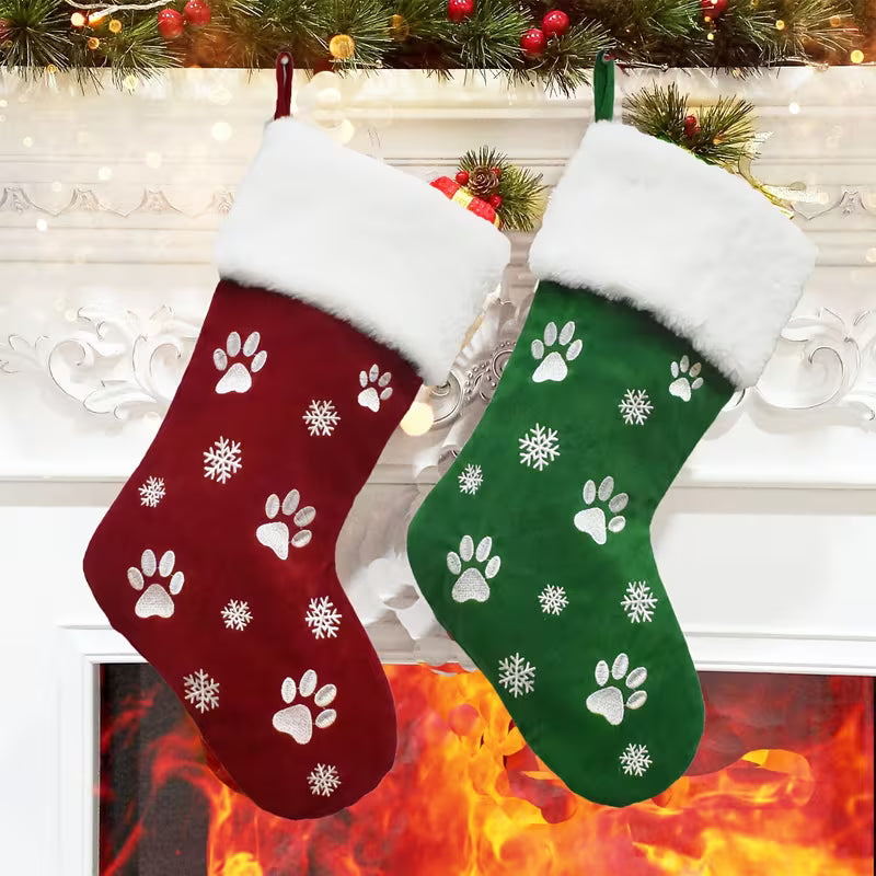 Paw Print Christmas Stocking